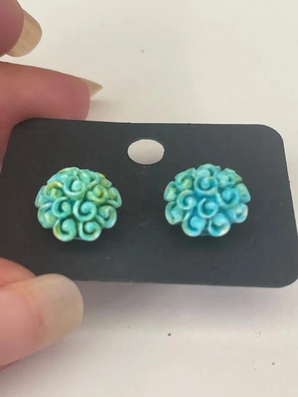 Boucles d’oreilles Hortensia bleu et vert